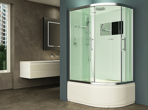 Душевая кабина Esbano ELEGANCIA (ESKB129CRBL) полукруглая с крышей и высоким поддоном EST-129CRB L120x90x210cм Душевая кабина Esbano ELEGANCIA (ESKB129CRBL) полукруглая с крышей и высоким поддоном EST-129CRB L120x90x210cм