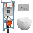 Детальная картинка товара «комплект унитаза с инсталляцией vitra sento rim-ex 9830b003-7207 сиденье микролифт, клавиша смыва хр»