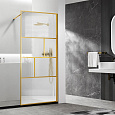 Детальная картинка товара «душевая перегородка vincea walk-in vsw-1hc800cfbg, 800x2000, браш. золото, стекло прозрачное/рифлено»