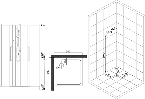 Душевая кабина Esbano MUSE (ESKM90CKR) ESM-90CKR 90x90x215 Душевая кабина Esbano MUSE (ESKM90CKR) ESM-90CKR 90x90x215