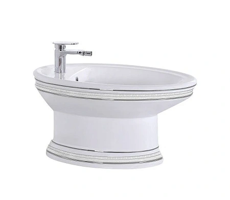 Биде напольное CeramaLux 1410 белый/хром Биде напольное CeramaLux 1410 белый/хром