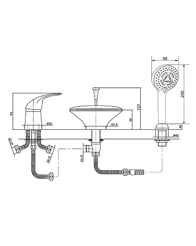 Смеситель на борт ванны Orange Iris M41-333w белый Смеситель на борт ванны Orange Iris M41-333w белый