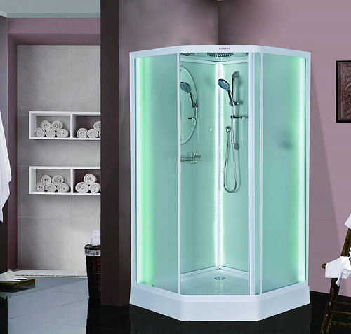 Душевая кабина Esbano ELEGANCIA (ESKL100PR) пятиугольная с крышей и LED освещением ESBANO-L100PR 100x100x210см Душевая кабина Esbano ELEGANCIA (ESKL100PR) пятиугольная с крышей и LED освещением ESBANO-L100PR 100x100x210см