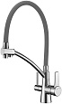 Детальная картинка товара «смеситель для кухни lemark comfort lm3071c-gray с подключением к фильтру, хром/серый»