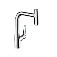 Детальная картинка товара «смеситель для кухни hansgrohe 220, с вытяжным изливом, 1jet 72822000, хром»