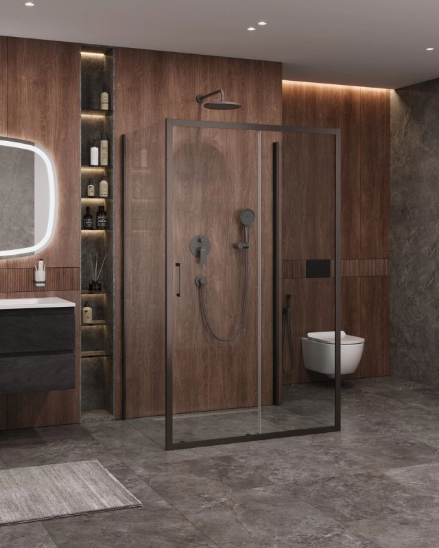 Душевой уголок CEZARES MOLVENO-AH-12-120/90-C-GM-IV цвет профиля оружейная сталь стекло прозрачное 1200x900 мм Душевой уголок CEZARES MOLVENO-AH-12-120/90-C-GM-IV цвет профиля оружейная сталь стекло прозрачное 1200x900 мм