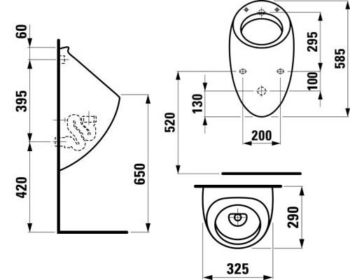 Писсуар Laufen Alessi 4097.1 (8.4097.1.400.000.1) c крышкой Писсуар Laufen Alessi 4097.1 (8.4097.1.400.000.1) c крышкой