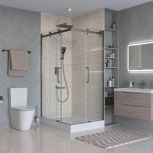 Душевой уголок BelBagno MARINO-2-AH-2-120/90-C-GM 120x90 см, профиль оружейная сталь, стекло прозрачное Душевой уголок BelBagno MARINO-2-AH-2-120/90-C-GM 120x90 см, профиль оружейная сталь, стекло прозрачное