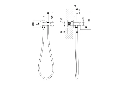 Гигиенический душ Aquatek Европа AQ1021BGM черный хром шлифованный, встраиваемый Гигиенический душ Aquatek Европа AQ1021BGM черный хром шлифованный, встраиваемый