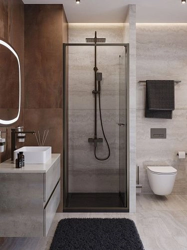 Душевая дверь CEZARES LUX-B-FS-1-80-C-GM 80 см, профиль оружейная сталь, стекло прозрачное Душевая дверь CEZARES LUX-B-FS-1-80-C-GM 80 см, профиль оружейная сталь, стекло прозрачное