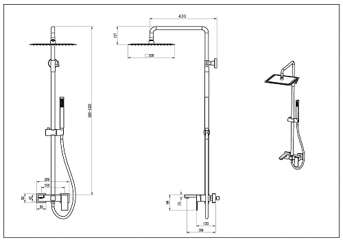 Душевая система Boheme Qubic 478-CB Copper Brushed Душевая система Boheme Qubic 478-CB Copper Brushed