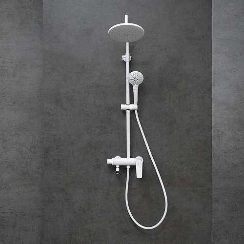 Душевая система Lemark Bronx LM3762MW с регулируемой высотой штанги, белый/матовый Душевая система Lemark Bronx LM3762MW с регулируемой высотой штанги, белый/матовый
