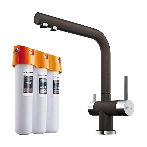 Смеситель для кухни Omoikiri Nagano-DC + Pure drop Lite с фильтром 4048.8028 Смеситель для кухни Omoikiri Nagano-DC + Pure drop Lite с фильтром 4048.8028