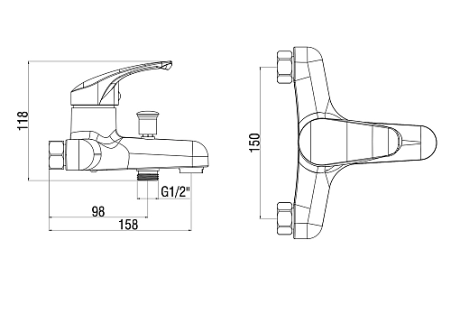 Смеситель для ванны OneLife P01-100cr Смеситель для ванны OneLife P01-100cr
