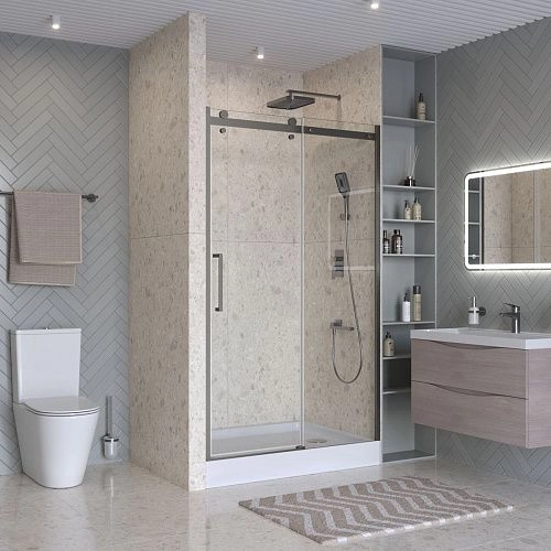 Душевая дверь BelBagno MARINO-2-BF-1-110-C-GM 110 см, профиль оружейная сталь, стекло прозрачное Душевая дверь BelBagno MARINO-2-BF-1-110-C-GM 110 см, профиль оружейная сталь, стекло прозрачное