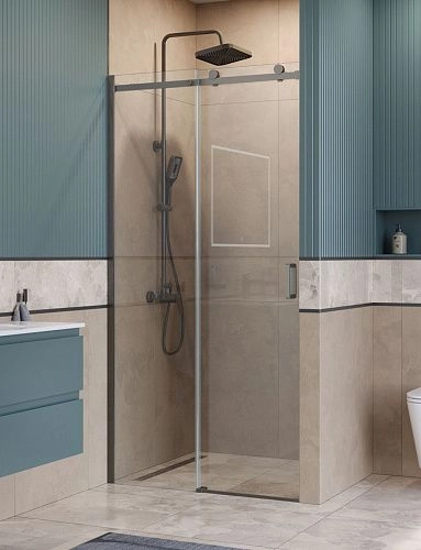 Душевая дверь BelBagno SOFT_CLOSE-2-BF-1-110-C-GM 110 см, профиль оружейная сталь, стекло прозрачное Душевая дверь BelBagno SOFT_CLOSE-2-BF-1-110-C-GM 110 см, профиль оружейная сталь, стекло прозрачное