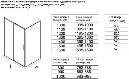 Боковая стенка Aquanet Pleasure Evo 1000 AE65-F100-BT профиль черный, прозрачное стекло