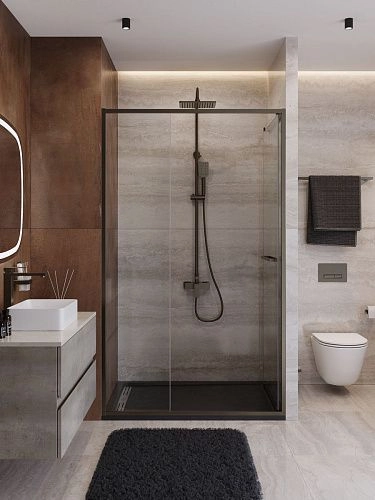 Душевая дверь CEZARES LUX-B-FS-11-130-C-GM 130 см, профиль оружейная сталь, стекло прозрачное Душевая дверь CEZARES LUX-B-FS-11-130-C-GM 130 см, профиль оружейная сталь, стекло прозрачное