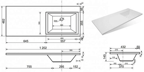 Раковина STYLE LINE ДАЛЛАС 120 R (СС-00000394) мебельная Раковина STYLE LINE ДАЛЛАС 120 R (СС-00000394) мебельная