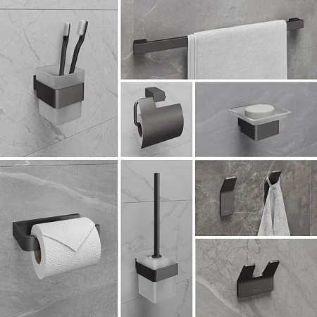 Стакан Lemark SMOOTH LINE с держателем, графит 9736015