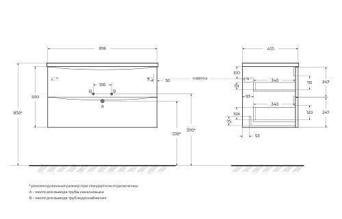 Тумба под раковину BelBagno ACQUA-900-2C-SO-RVB подвесная 900x450 Rovere Vintage Bianco Тумба под раковину BelBagno ACQUA-900-2C-SO-RVB подвесная 900x450 Rovere Vintage Bianco