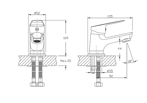 Смеситель для раковины Rush Disco DI6935-11 хром Смеситель для раковины Rush Disco DI6935-11 хром