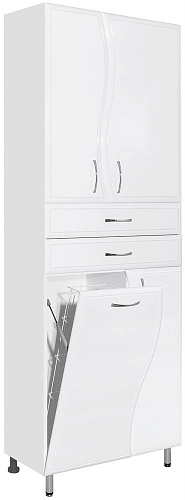 Шкаф-пенал Style Line Волна 70 ЛС-000010050 2 ящика, с бельевой корзиной, белый Шкаф-пенал Style Line Волна 70 ЛС-000010050 2 ящика, с бельевой корзиной, белый