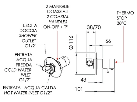 Смеситель для душа Remer Elegance NT30VO термостатический, состаренная латунь