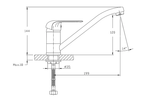 Смеситель для кухни Rush Fiji FI1835-27 Смеситель для кухни Rush Fiji FI1835-27