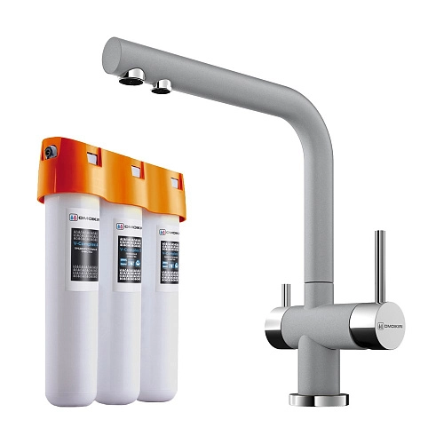 Смеситель для кухни Omoikiri Nagano-GR + Pure drop Lite с фильтром 4219.8028 Смеситель для кухни Omoikiri Nagano-GR + Pure drop Lite с фильтром 4219.8028