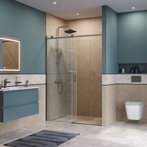 Душевая дверь BelBagno SOFT_CLOSE-2-BF-1-140-C-GM 140 см, профиль оружейная сталь, стекло прозрачное Душевая дверь BelBagno SOFT_CLOSE-2-BF-1-140-C-GM 140 см, профиль оружейная сталь, стекло прозрачное