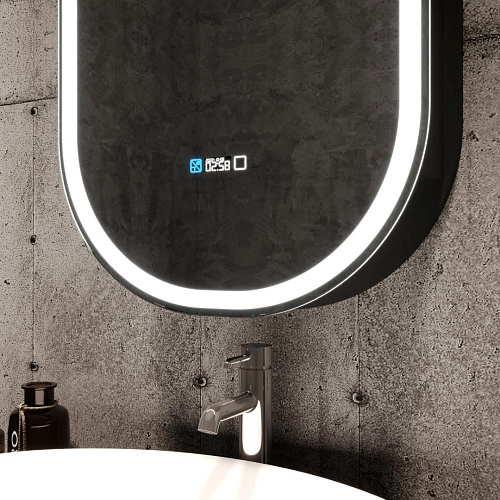 Зеркальный шкаф SILVER MIRRORS 500x1000 ЖК-часы, подогрев, сенс. выключатель Soho-BLACK (LED-0000261 LED-00002612 Зеркальный шкаф SILVER MIRRORS 500x1000 ЖК-часы, подогрев, сенс. выключатель Soho-BLACK (LED-0000261 LED-00002612