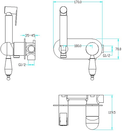 Гигиенический душ Boheme IMPERIALE 425-SW с прозрачным Swarovsky