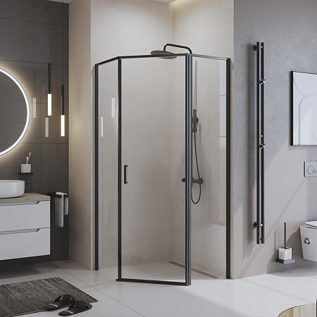 Душевой уголок BelBagno UNO-195-P-1-90-C-NERO 900x900 мм
