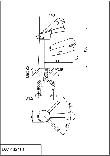 Смеситель для раковины D&K Rhein Schiller DA1462101 Смеситель для раковины D&K Rhein Schiller DA1462101