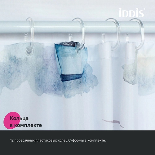 Штора для ванны IDDIS (BO02P18i11) 200x180 см, полиэстер Штора для ванны IDDIS (BO02P18i11) 200x180 см, полиэстер