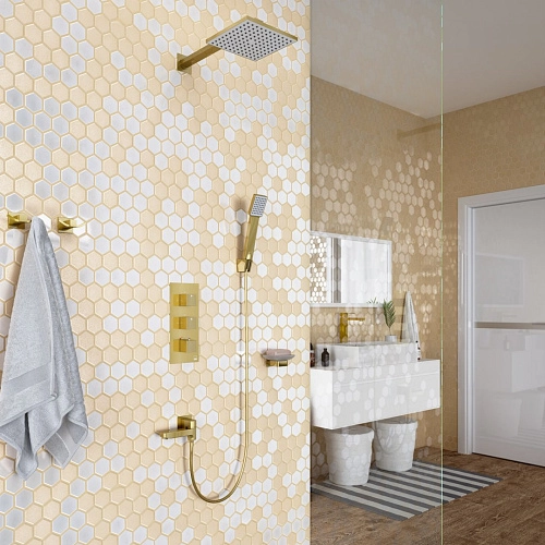 Душевая система Timo Tetra-thermo SX-0199/17SM встраиваемая с термостатом золото матовое Душевая система Timo Tetra-thermo SX-0199/17SM встраиваемая с термостатом золото матовое