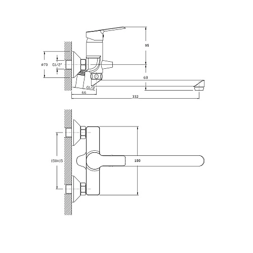 Смеситель для ванны Rush Victoria VI7135-16 хром, с длинным поворотным изливом Смеситель для ванны Rush Victoria VI7135-16 хром, с длинным поворотным изливом
