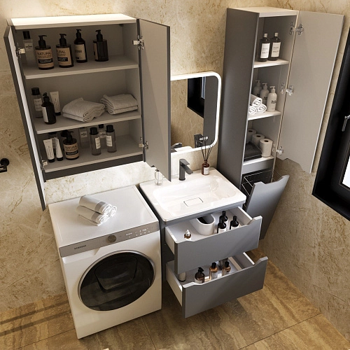 Тумба под раковину Style Line Марелла 60 Люкс антискрейтч серый, PLUS подвесная СС-00002406 Тумба под раковину Style Line Марелла 60 Люкс антискрейтч серый, PLUS подвесная СС-00002406