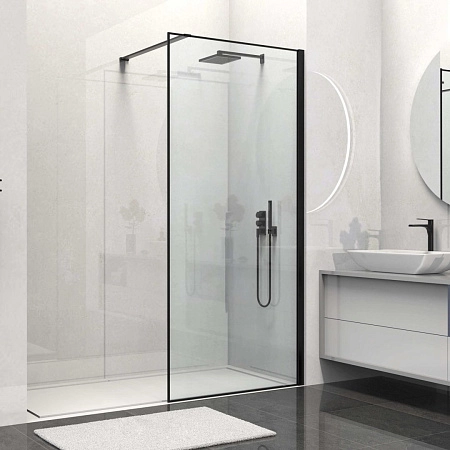 Душевая перегородка Vincea Walk-In VSW-1HS800CLB, 800x2000,черный матовый, стекло прозрачное