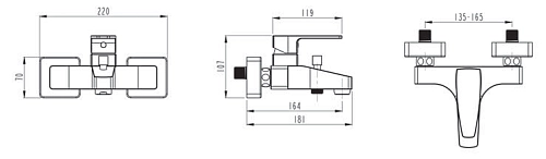 Смеситель для ванны Vitra Q-Line A40778EXP, хром Смеситель для ванны Vitra Q-Line A40778EXP, хром