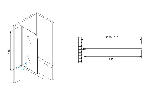 Шторка на ванну ABBER Ewiges Wasser AG52100B 100 см универсальная, профиль черный, стекло прозрачное Шторка на ванну ABBER Ewiges Wasser AG52100B 100 см универсальная, профиль черный, стекло прозрачное