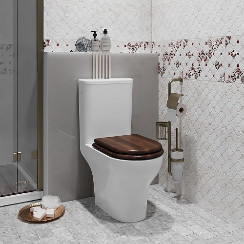 Унитаз напольный Opadiris Палермо OS24722N белый, безободковый, сиденье светлый орех, крышка бачка керамика Унитаз напольный Opadiris Палермо OS24722N белый, безободковый, сиденье светлый орех, крышка бачка керамика