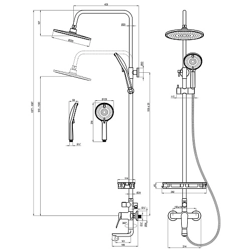 Душевая система Lemark Ortus LM11362C с регулируемой высотой штанги, хром Душевая система Lemark Ortus LM11362C с регулируемой высотой штанги, хром
