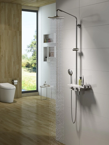 Душевая система Lemark Tropic LM7008С термостатическая, хром/белый Душевая система Lemark Tropic LM7008С термостатическая, хром/белый