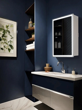 Зеркальный шкаф AQUAme AQM9201 600х800 с посветкой и подогревом универсальный монтаж