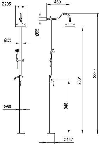 Душевая система Timo Arisa SX-5001/02 напольная, антик Душевая система Timo Arisa SX-5001/02 напольная, антик