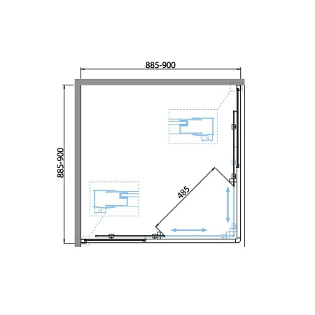 Душевой уголок BelBagno DUE-A-2-90-P-Cr 900x900 мм