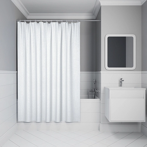 Штора для ванны IDDIS (DL01P18i11) 200х180 см, полиэстер белый Штора для ванны IDDIS (DL01P18i11) 200х180 см, полиэстер белый