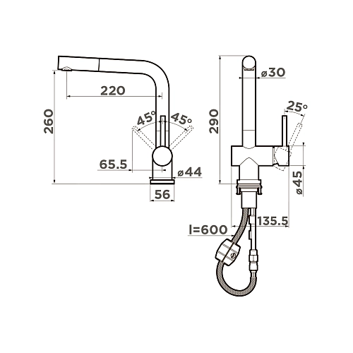 Смеситель для кухни Omoikiri Koriyama-S 4991006 Смеситель для кухни Omoikiri Koriyama-S 4991006